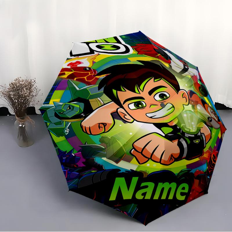 Personalized Name B-Ben10 Print Umbrella - Automatic Open/Close, Eight-Rib Durable Frame, Automatic Folding Umbrella