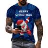 Christmas T-shirt fashion versatile top unisex European Santa Claus 3D printed men's T-shirt round neck short sleeved casual top