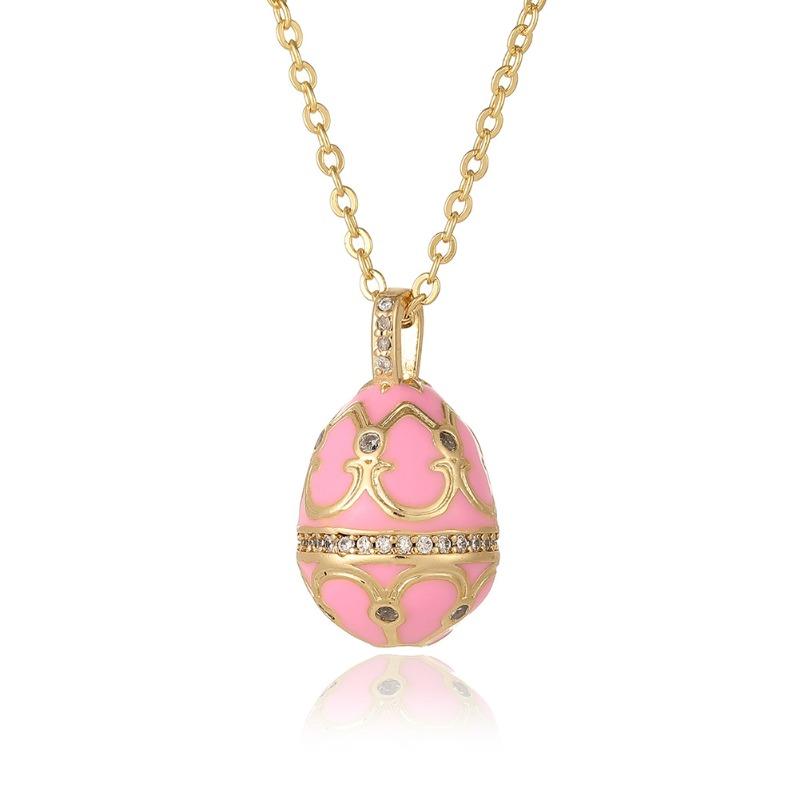 

Xiaohongshu women s fashion jewelry Russian egg pendant retro personality necklace versatile accessories necklace розовый
