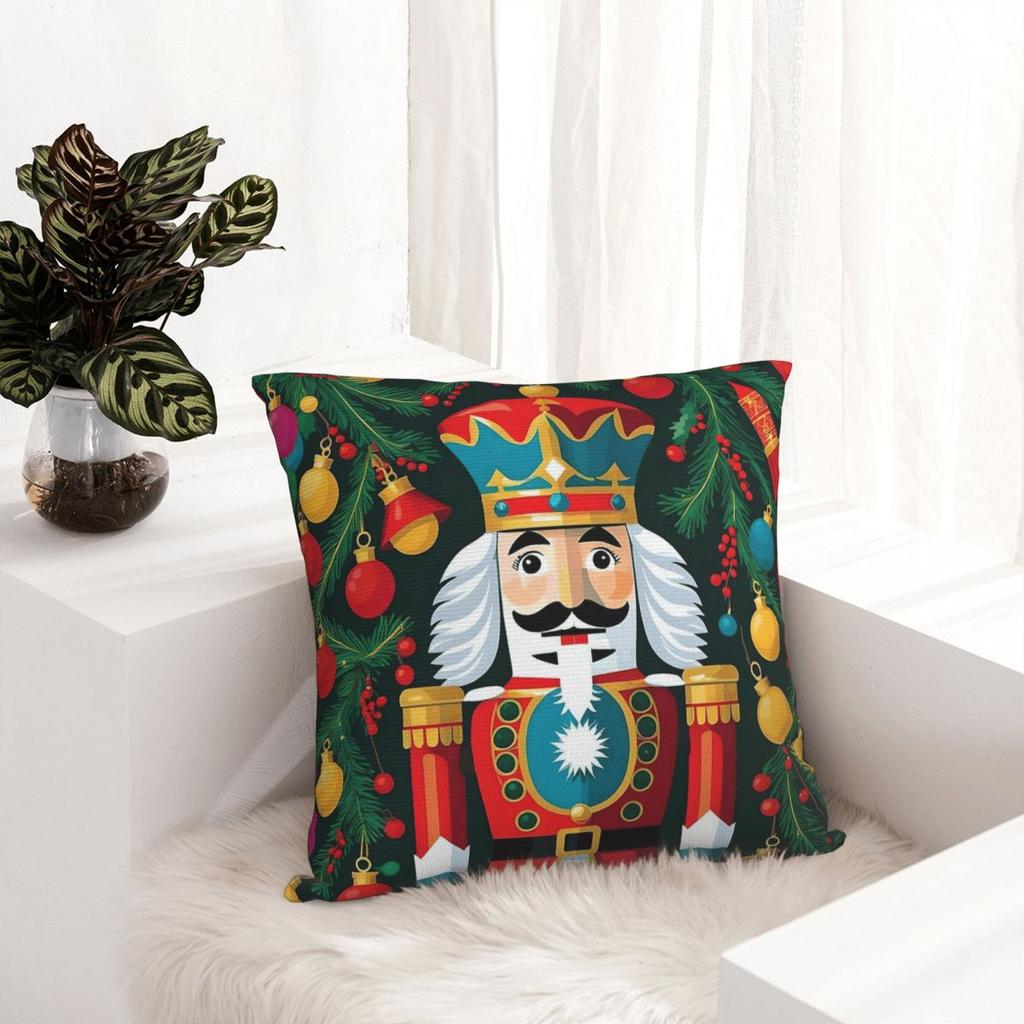 Merry Christmas Nutcracker King Pillowcase Printed Fabric Cushion Cover Gift Pillow Case Cover Home Square 45X45Cm