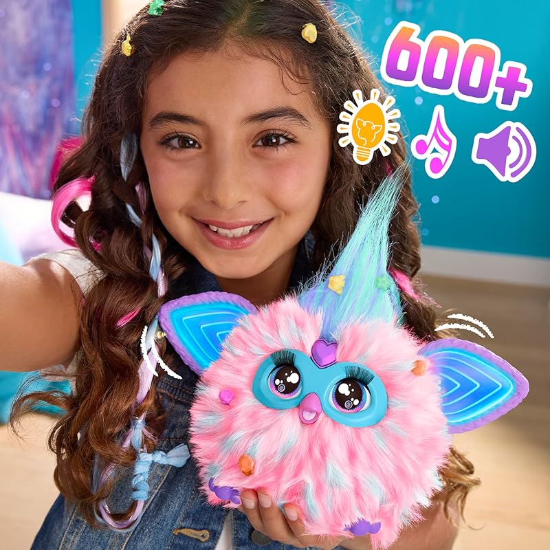 Hasbro Furby Zuckerwatte Rosa und Blau Sprachaktiviertes Interaktives Spielzeug für Jungen und Mädchen ab 6 Jahren mit 15 Mode-Accessoires, Animatronisch, Motorisiert
