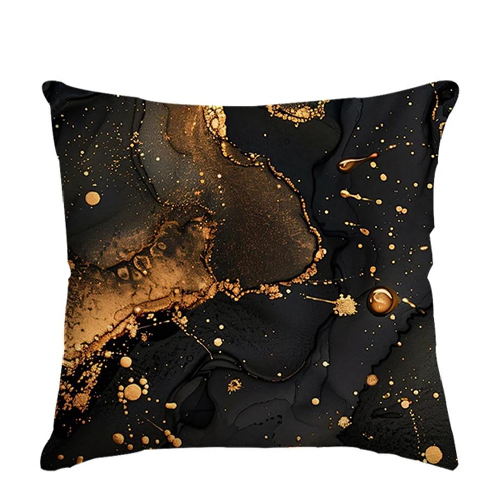 Gold marble pattern pillowcase, pillowcase ultra-soft polyester material living room sofa back car pillowcase decoration