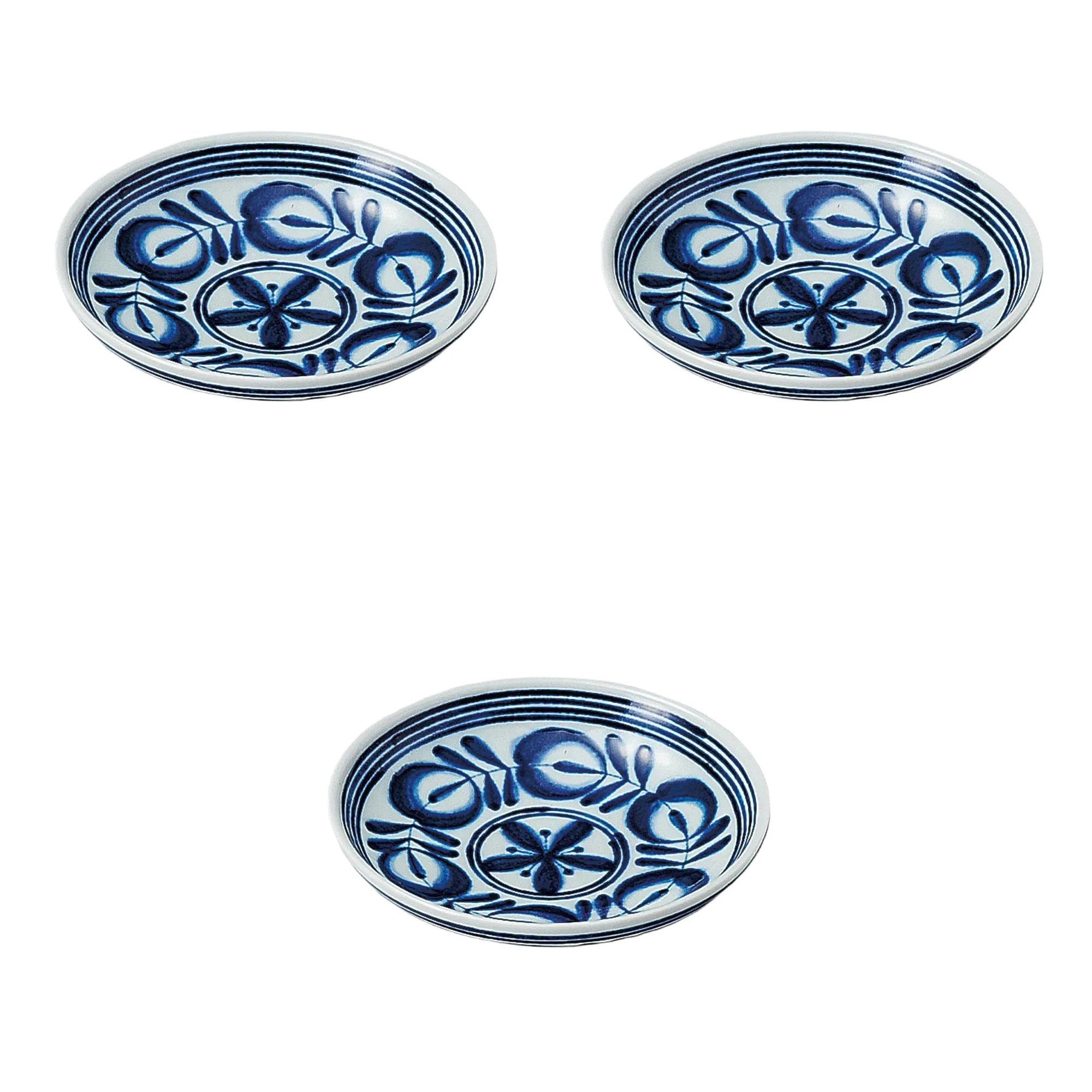 

Набор из 3 современных синих тарелок x 2 маленькие тарелки Арита Яки Сетомонохонпо (S) [10 см]