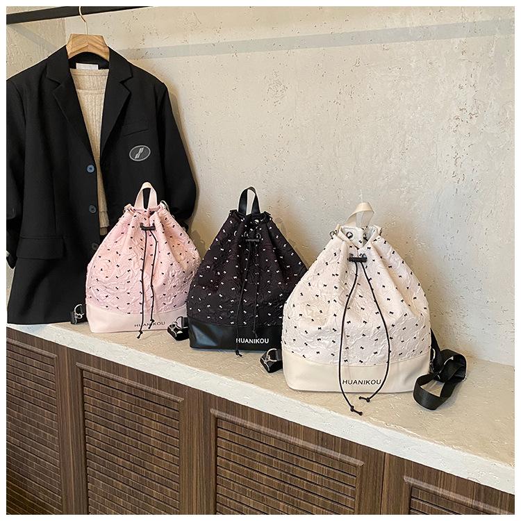 Niche Design Bag Women's Large Capacity 2025 New Summer Canvas Crossbody Bucket Bag Multi-functional Backpack