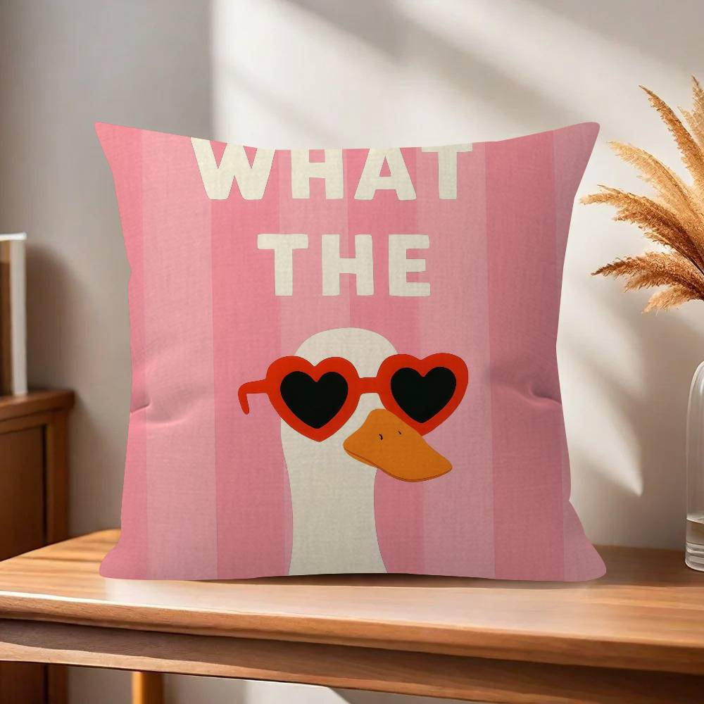 What The Duck Print Art Funny Decorative Room Aesthetics Pillow Case Home Decor Bedroom Sofa Bed Couch Pillow Cover 45x45