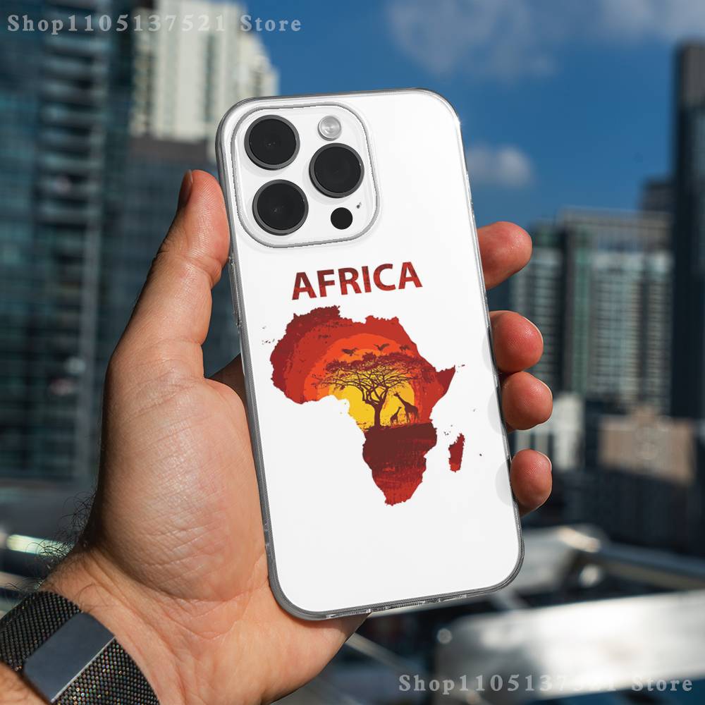 Africa Map Art  Phone Case For iPhone 17,16,15,14,13,12,11 Pro,Max,Plus,XR,Mini,E Clear Full-coverage Soft Cover