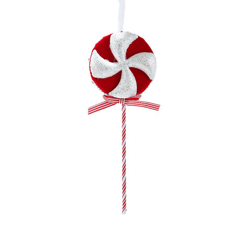 Red & White Plush Candy Christmas Balls Ornaments for Tree Decoration
