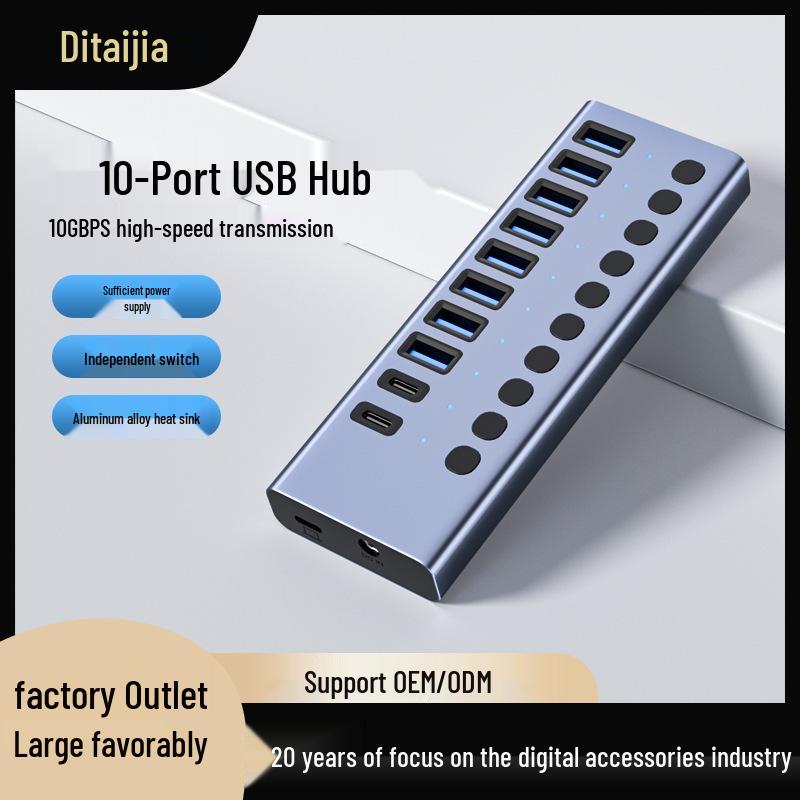 

10-Port USB 3.1 Type-C Multifunctional Hub with Fast Charging