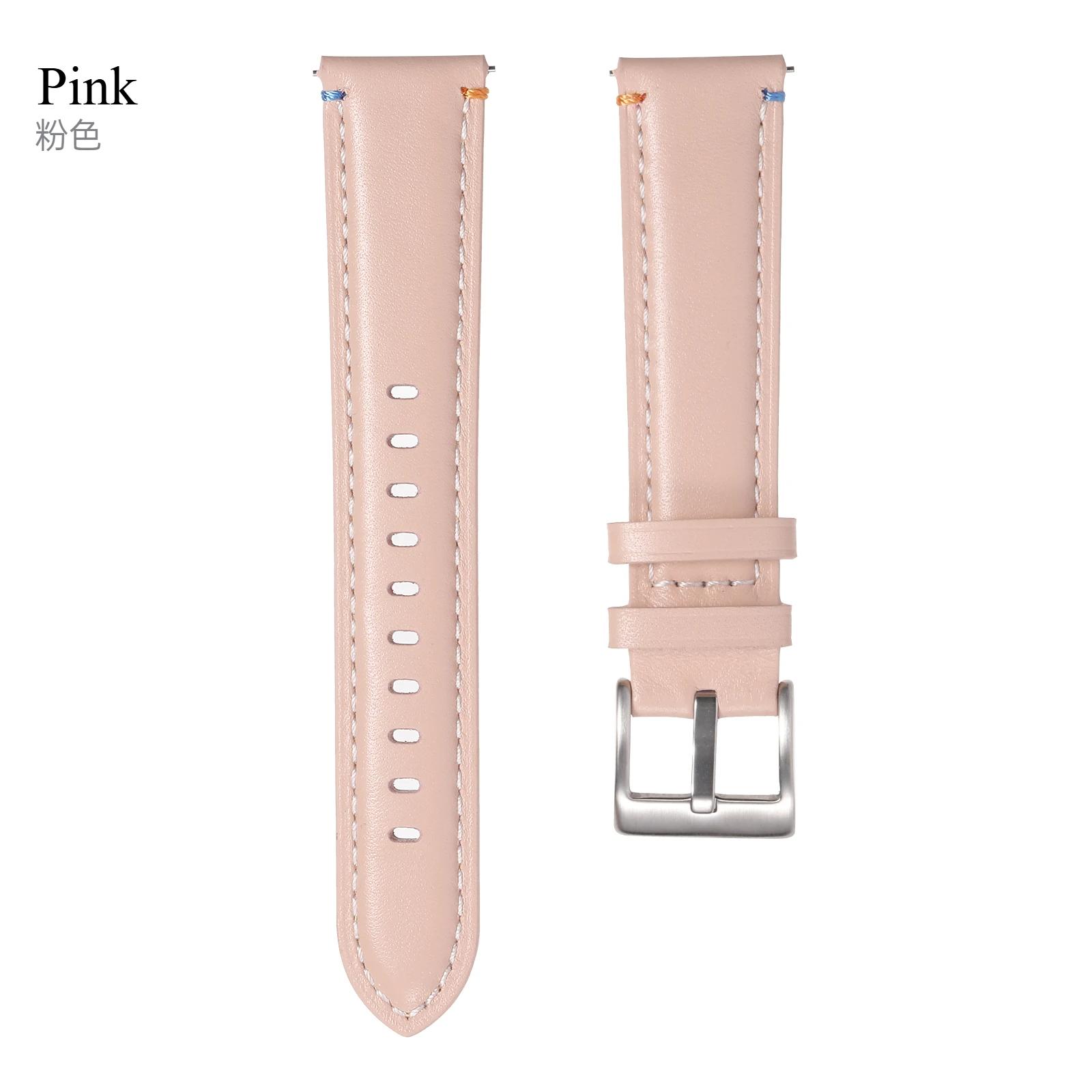 

20 мм 22 мм ремешок из натуральной кожи для часов Samsung Galaxy Watch FE 7 40 мм 44 мм 6Classic 47 мм 43 мм ремешок для Huawei Watch4Pro GT3Pro/4 46 мм Galaxy Watch 7 40 44 розовый