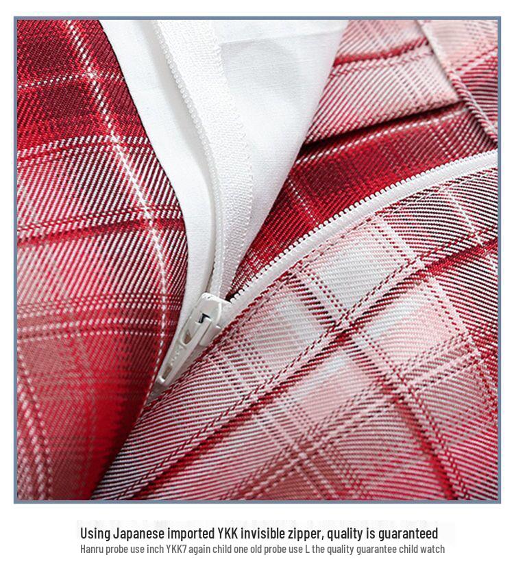 Lemon Sea Salt Plaid School Uniform: Short Sleeve Top & Midi Skirt Set
