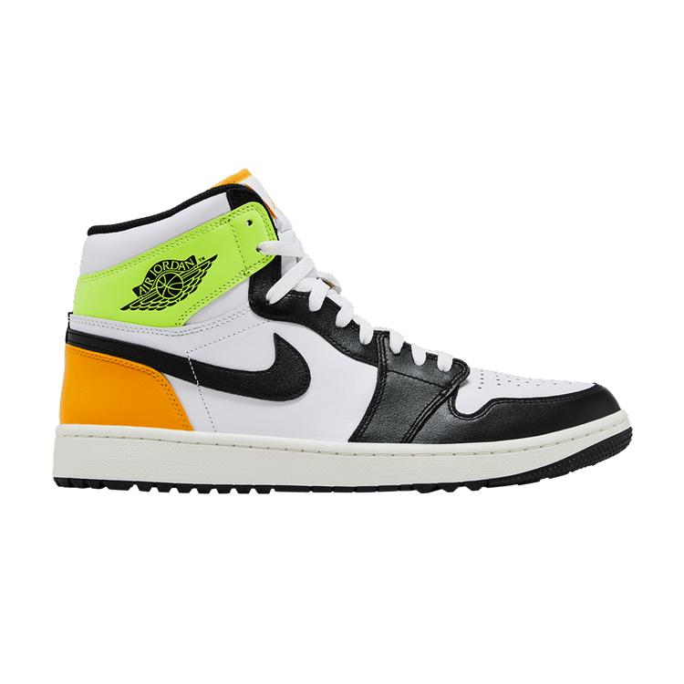 

Jordan 1 Retro High Golf Белый Университетский Золотой Вольт Черный 41