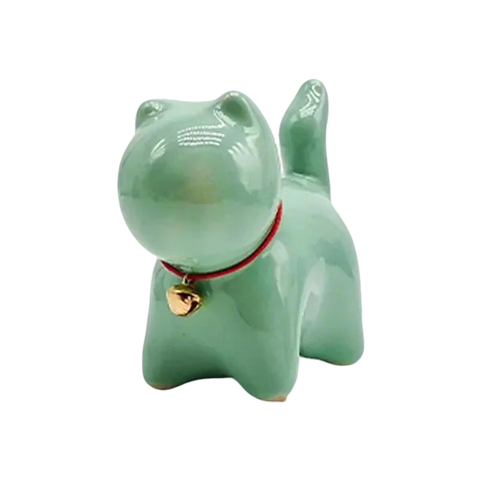 

Керамическая фигурка кошки-колокольчика, маленькая статуэтка кошки для украшения чайного столика и дома, настольное украшение 8