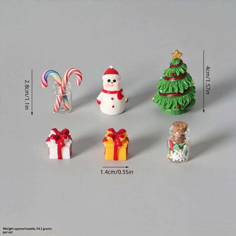 4/5/6/7 Pcs Christmas Miniature Decor Set With Snowman Sleigh Tiny Pine Tree Wreath For Home Desktop DIY Crafts