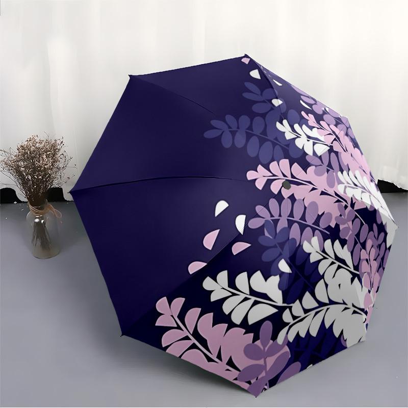 1pc Floral Patterns Automatic Open/close Folding Compact Umbrella, 8-Rib Sturdy Canopy, Lightweight Portable, Everyday Use, Gift, Outdoor Umbrella, Tr