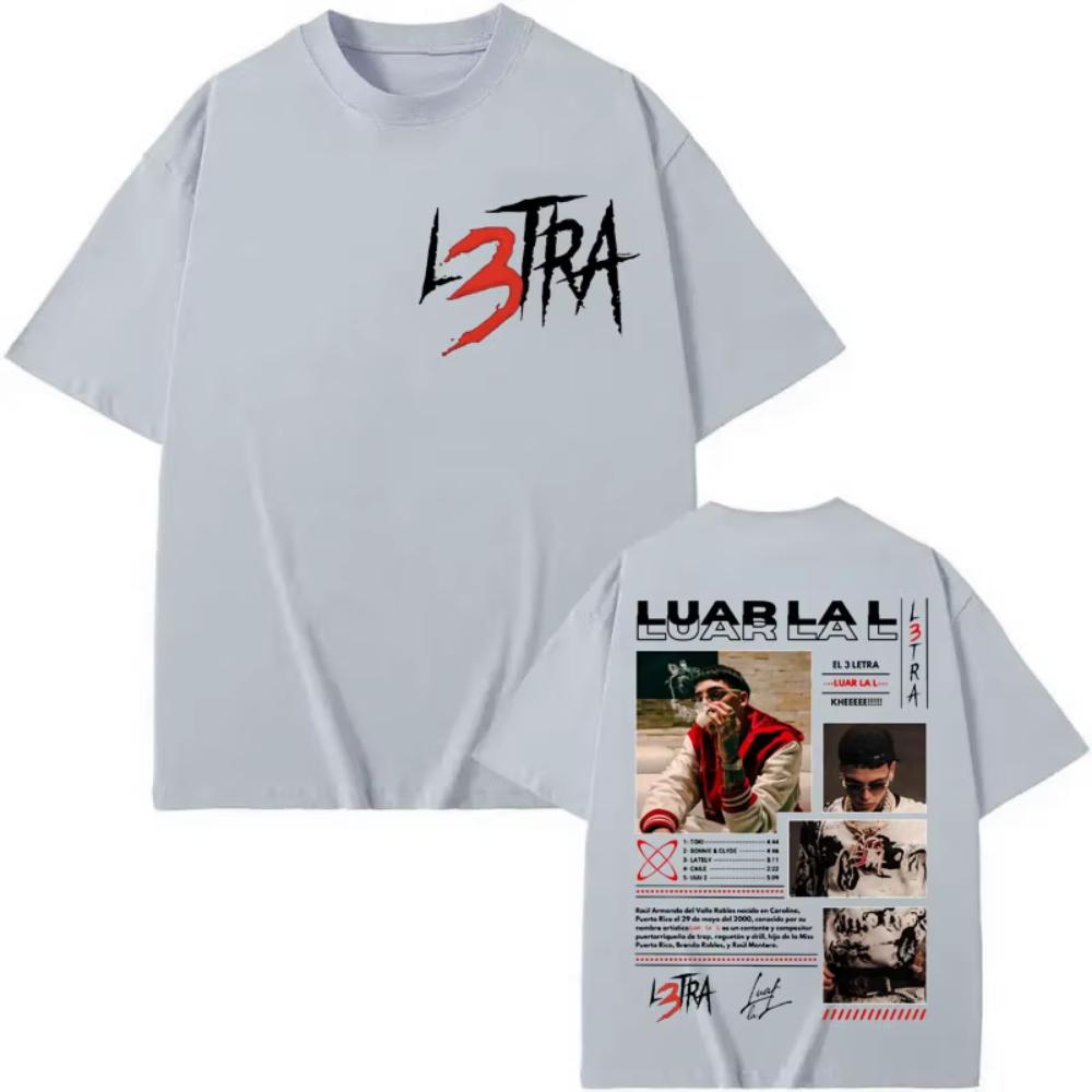 Rapper Luar La L Poster Graphic T Shirts Music Album L3TRA Double Sided Print T Shirt Men Women Clothing T-shirt