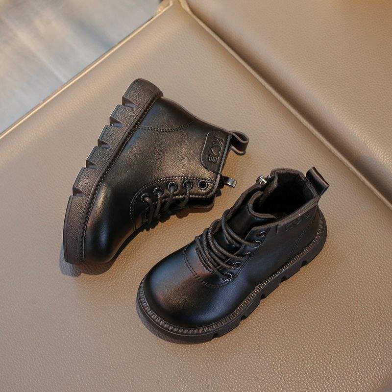 2026 autumn and winter new velvet Martin boots children's short boots baby non-slip leather boots boys British cotton shoes