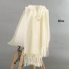 White Cashmere Scarf: Thickened, Solid Color, Versatile for Women & Men, Perfect for Autumn & Winter