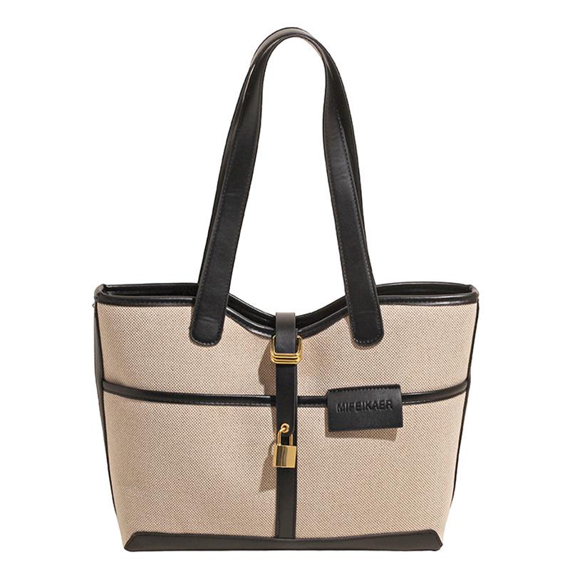 2025 Farbblock-Canvas-Tragetasche: Stilvolle, modische Umhängetasche mit großer Kapazität