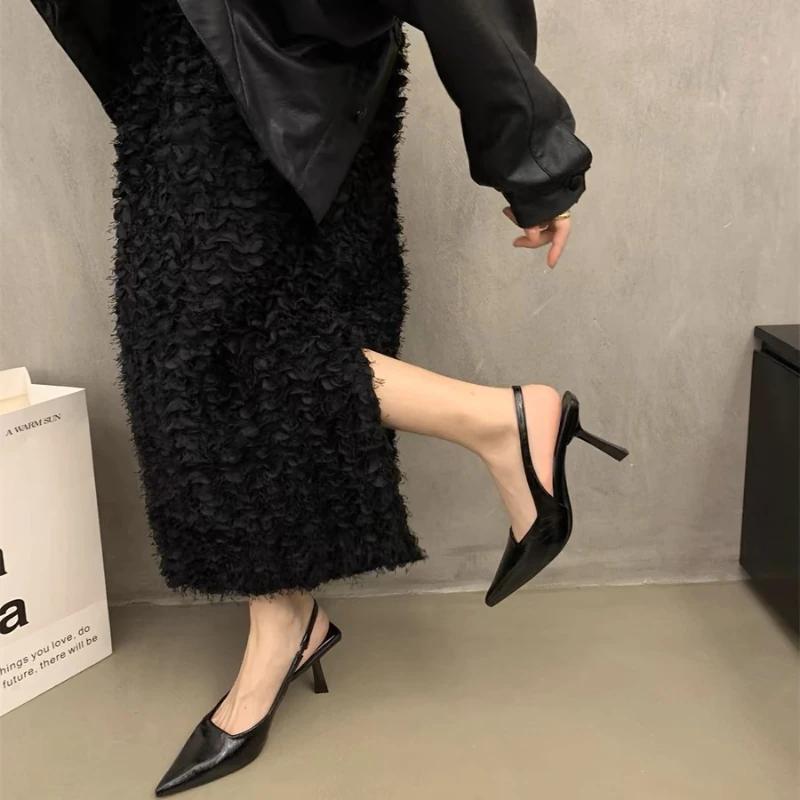 New Women's ShoesTrend Pointed Leopard Print Shoes Summer High Heels Temperament Short Heels Single Shoes Fashion Sexy Sandals