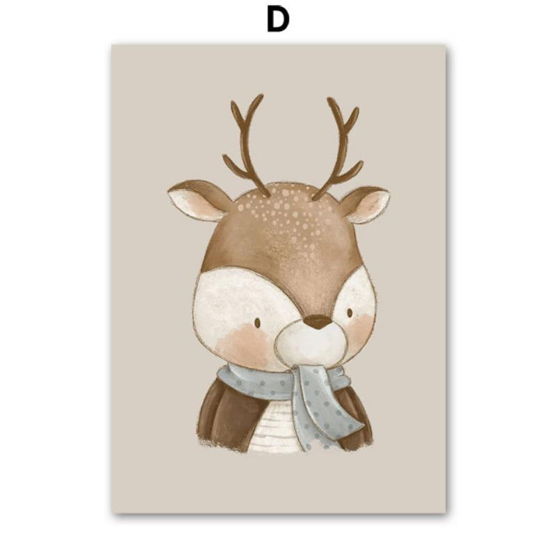 Cute Rabbit Fox Bear Deer Custom Name Nursery Wall Art Canvas Painting Nordic Posters And Prints Pictures Baby Kids Room Decor