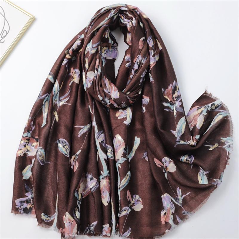 New Winter Vintage Penoy Floral Fringe Viscose Shawls Scarf Lady High Quality Wrap Pashmina Stole Bufandas Muslim Hijab 180*90Cm