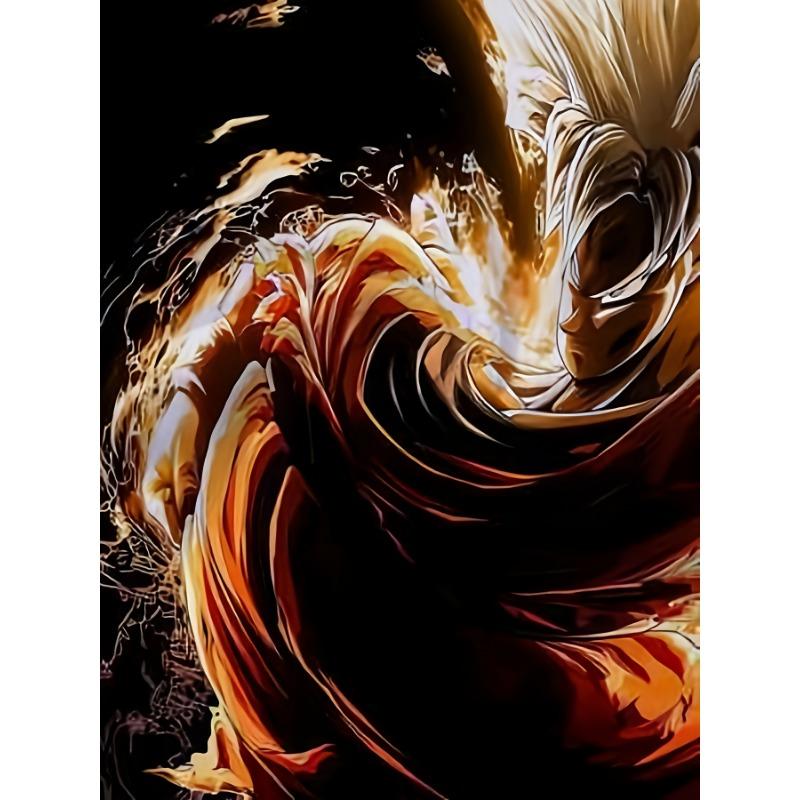 Anime Goku Graphic Men T-Shirt 3D Flame Warrior Printed Short Sleeve Crewneck Tee Black Summer Casual Tops Saiyan Streetwear Hip Hop Pullover Clothing
