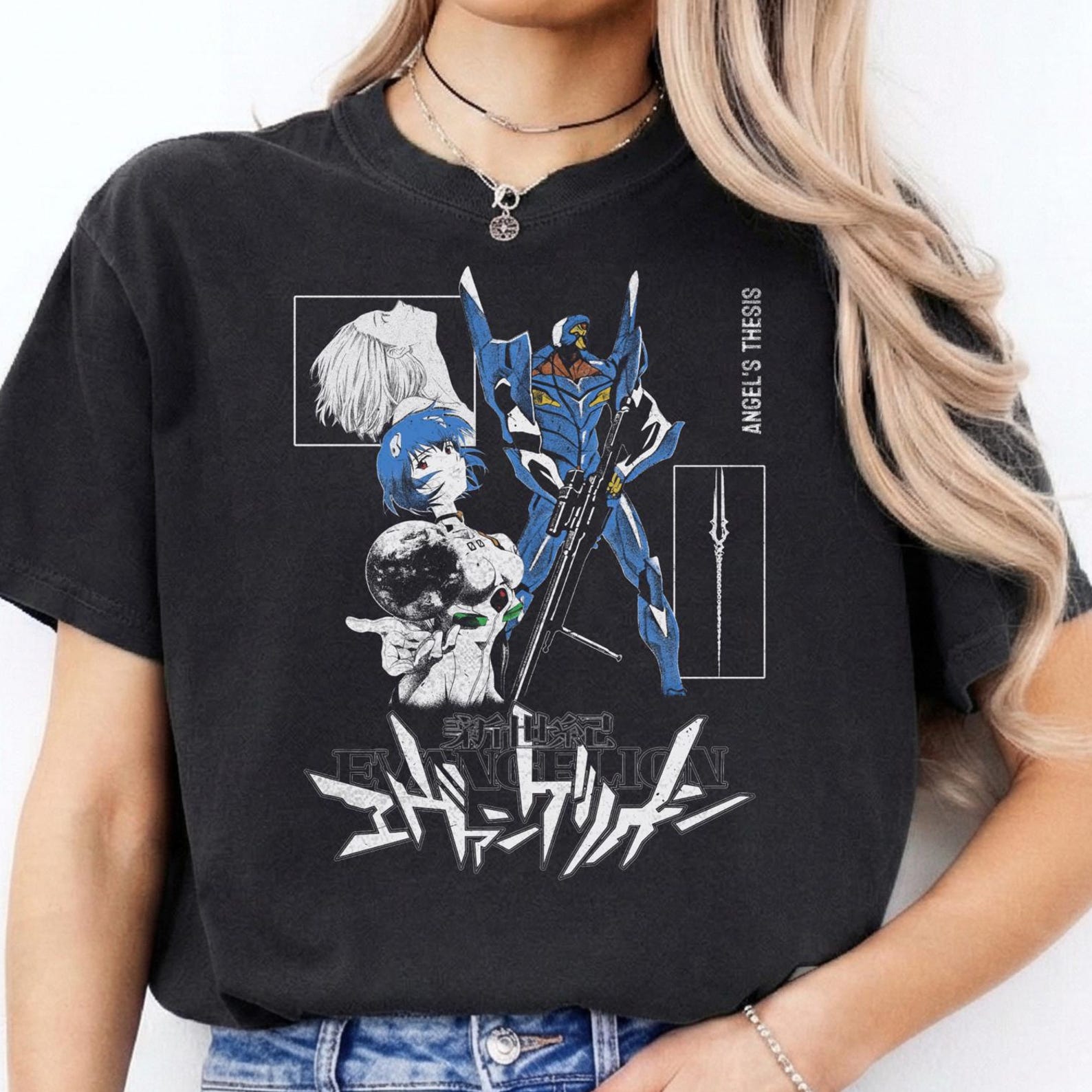Unisex Neon Genesis Evangelion T-shirt, 90 s anime manga shirt, Ayanami Rei shirt 4XL