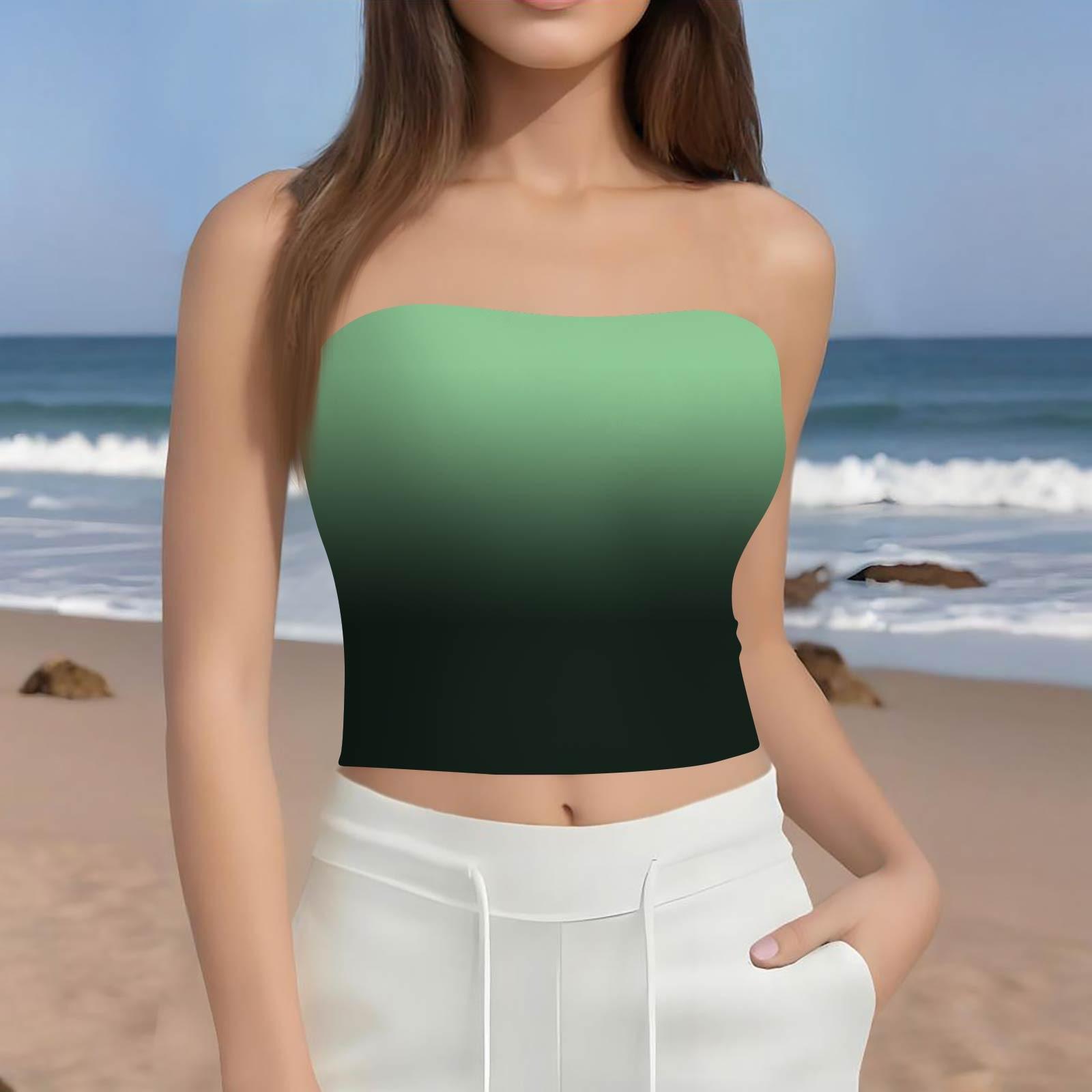 

Укороченные топы для женщин, сексуальные летние майки-трубы без рукавов с принтом, майка-рубашка, жилет XXL зелёный