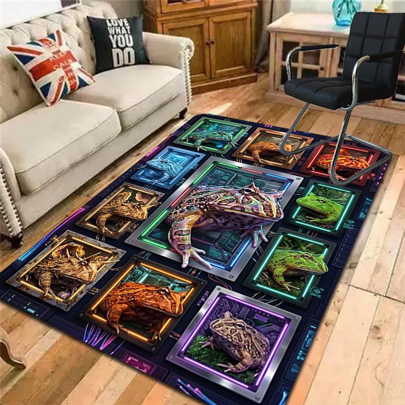 Frog Species Digital Frames Pattern Rug Floor Mat for Living Room or Bedroom Soft and Comfortable Carpet a Gift for Birthday and Holiday.