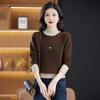 New semi-turtleneck winter women's red bottoming shirt fashion color matching loose knitted top autumn and winter sweater