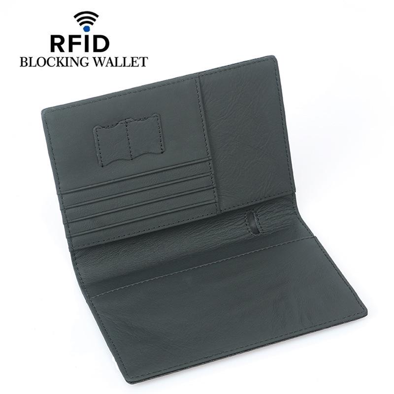 2020 RFID Passport Holder, Cowhide Leather with Elastic Band, Multi-Card Slots, ID & Document Cover