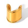 18k Gold Stainless Steel Wide-Face Open Bangle – Non-Fading, High-End Statement Bracelet.