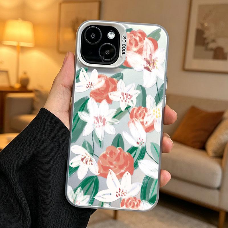 Fashion Colored Flower Laser Phone Case For iPhone 17 16 Pro Max 15 14 Pro Max Plus 13 Mini 12 11 Pro Max Shockproof Cute Covers