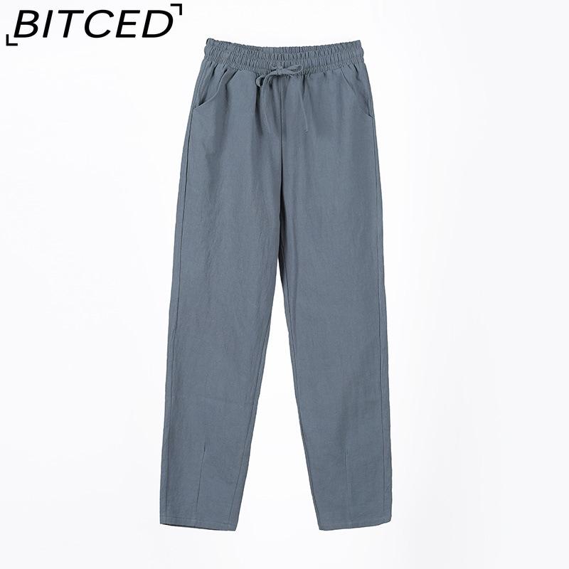 

BITCED 9 цветов чистого хлопка девять точек брюки весна лето узкие прямые свободные повседневные брюки женские однотонные шаровары XXL серый