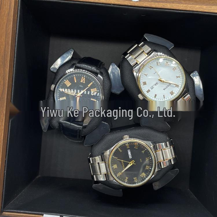 In-Stock Black Walnut 6-Watch Automatic Winder - 2 Sets of 3-Watch Electric Mechanical Winders.