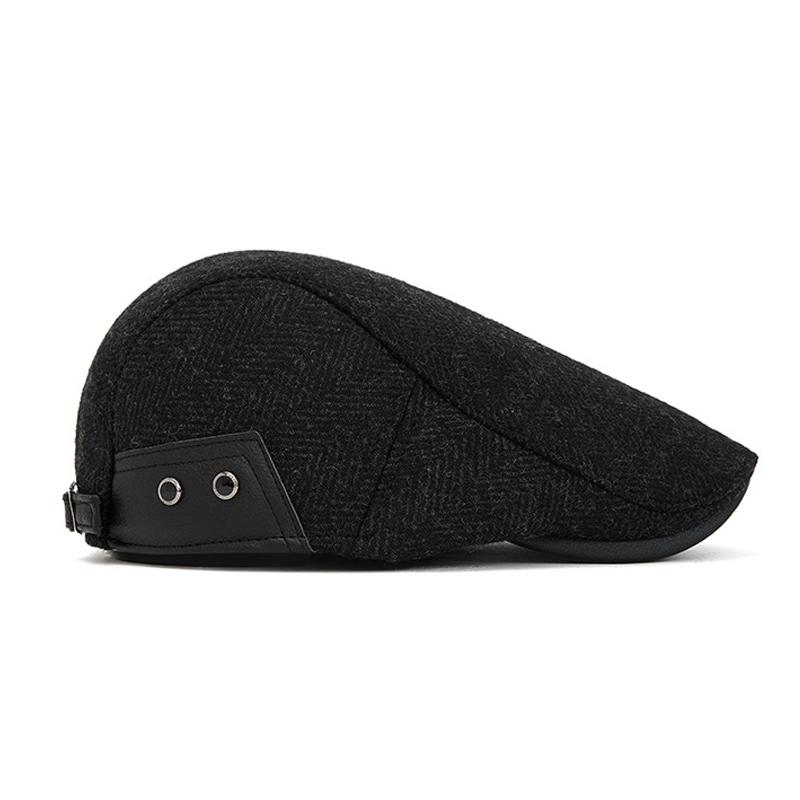Men's Thick Ear Protecting Forward Cap Elderly Winter Wool Retro Forward Cap Newsboy Cap
