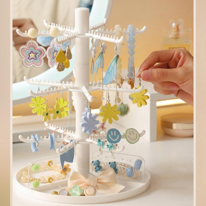 2/3/4-Tiers Jewelry Organizers Display Stand with Tray Plastic Necklace Earring Holder Jewelry Storage Display Tower