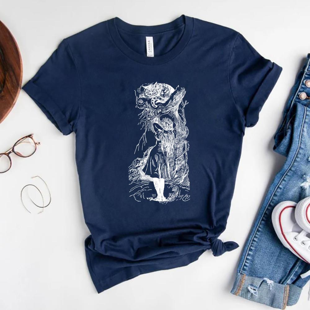 Alice Wonderland T Shirt Cheshire Cat Vintage Illustration TeeCute Trendy Unbirthday Party Shirt Mom Shirt Unisex Casual Tops