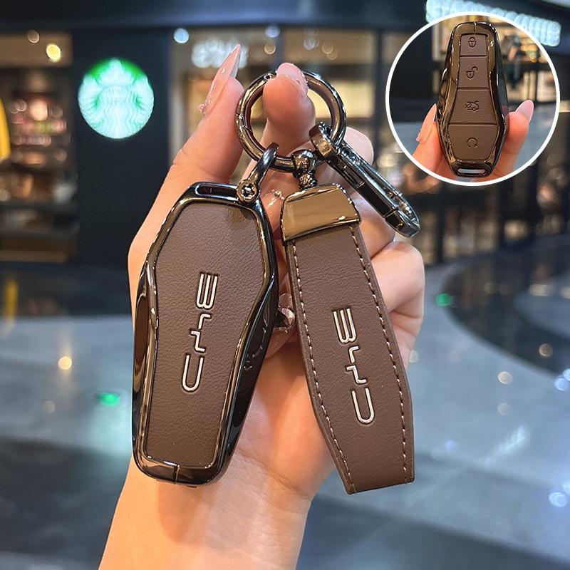 Autosleutelhoesje voor BYD Atto 3 Han EV Dolphin 4 Knoppen Afstandsbediening Beschermhoesje Auto Sleutelhanger Auto Accessoires