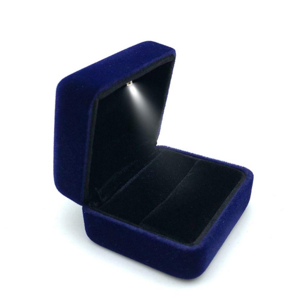 Velvet LED Ring Jewelry Box Solid Color Jewelry Organizer Box  Valentine's Day