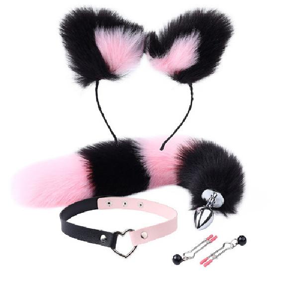 Sexy Ears Barrettes Nipple Clamp Sex Product Men's and Women's Appliances Sex Product SM Metal Sexy Suit Fox Tail