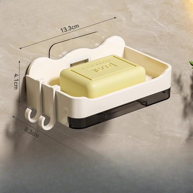 

Настенная мыльница для ванной комнаты Двухслойная мыльница для стекания воды, Настенная полка для хранения мыла для домашней ванной комнаты белый