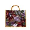 Mode Pailletten Stickerei Große Tragetaschen Bambusgriff Damen Handtaschen Blume Stroh Sommer Strandtasche Großer Shopper Geldbörsen 2025