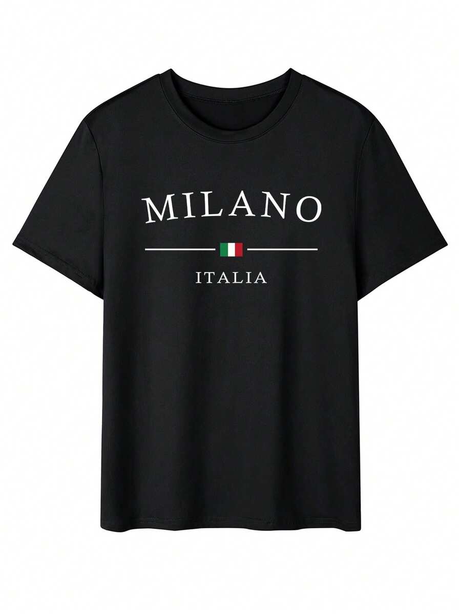 Unisex s Printed Drop Shoulder Relaxed Fit Round Neck T-Shirt M