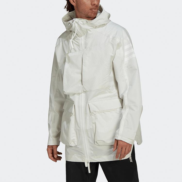 Adidas Xploric R Outdoor Solid Color Long Sleeve Hooded Jacket Men jackets White H65701