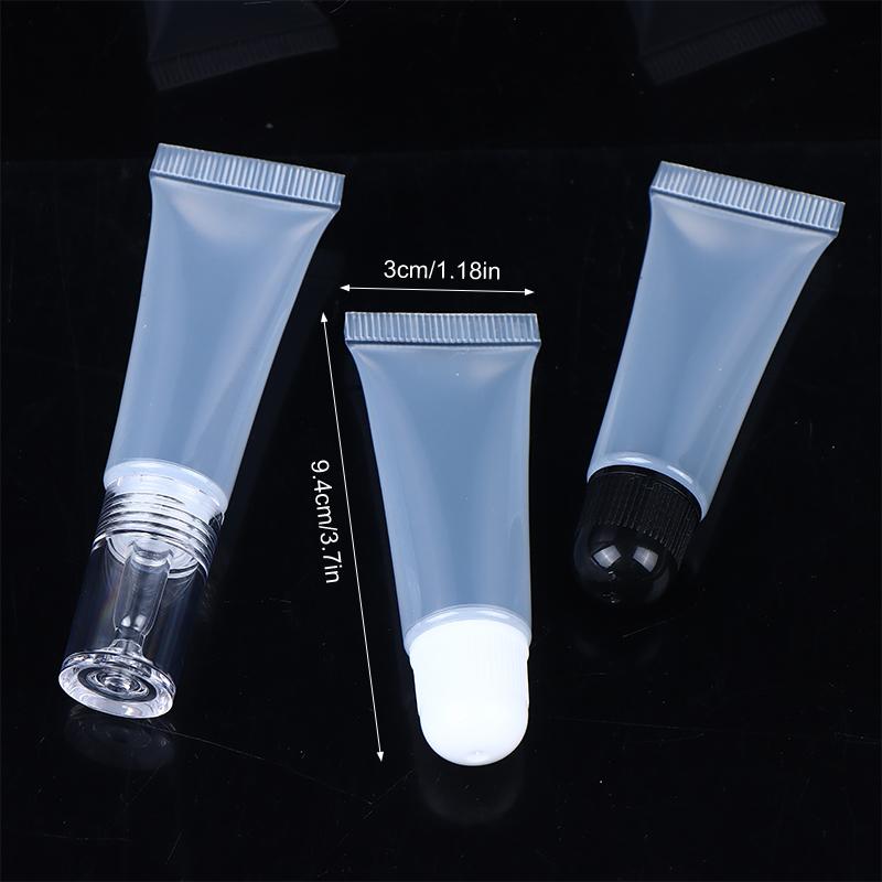10G Průhledné měkké prázdné tuby na lesk na rty, nádobky na balzám na rty, plnitelné mini stlačovací kosmetické tuby, krém, pleťová voda, cestovní