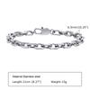 Einfache 6,5MM Kettenglieder-Armbänder für Herren, Wasserdichtes Edelstahl Quadratisch Geometrische Glieder Armband Geschenk, pulseira