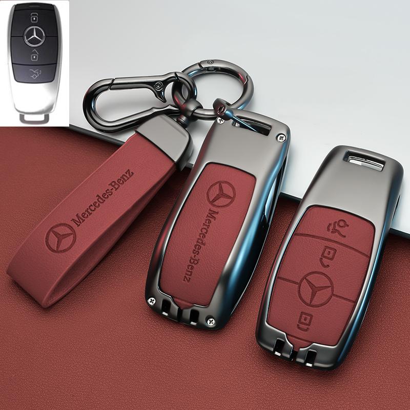 SFX1 Zinc Alloy+Leather Car Key Case Cover for Mercedes Benz 2021 C /S Class W223 W206 S350L S400L S450L S500L Protector
