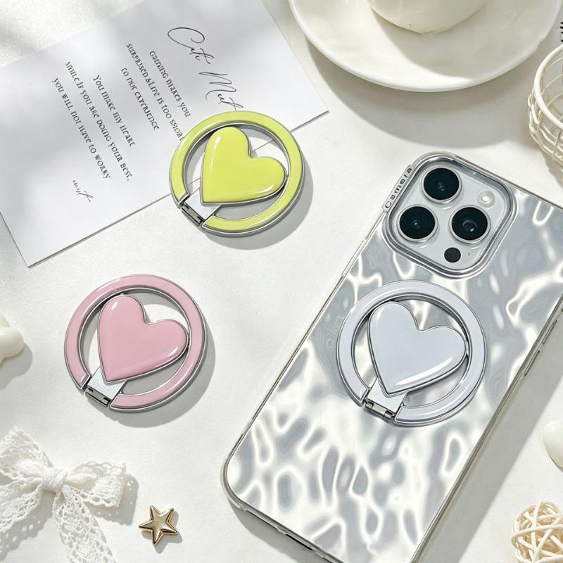 Macaron Ins Style Heart Shape Magnetic Foldable Metal Universal Magsafe Phone Stand