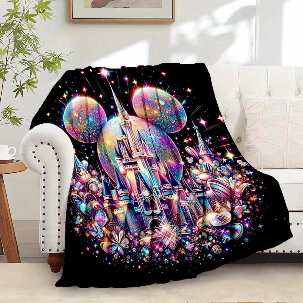 

1pc Velvet Mickey Mouse Castle Bedding Throw Blanket Sofa Cover Gift Home Decor Warm Plush Throw Blanket 75x90cm